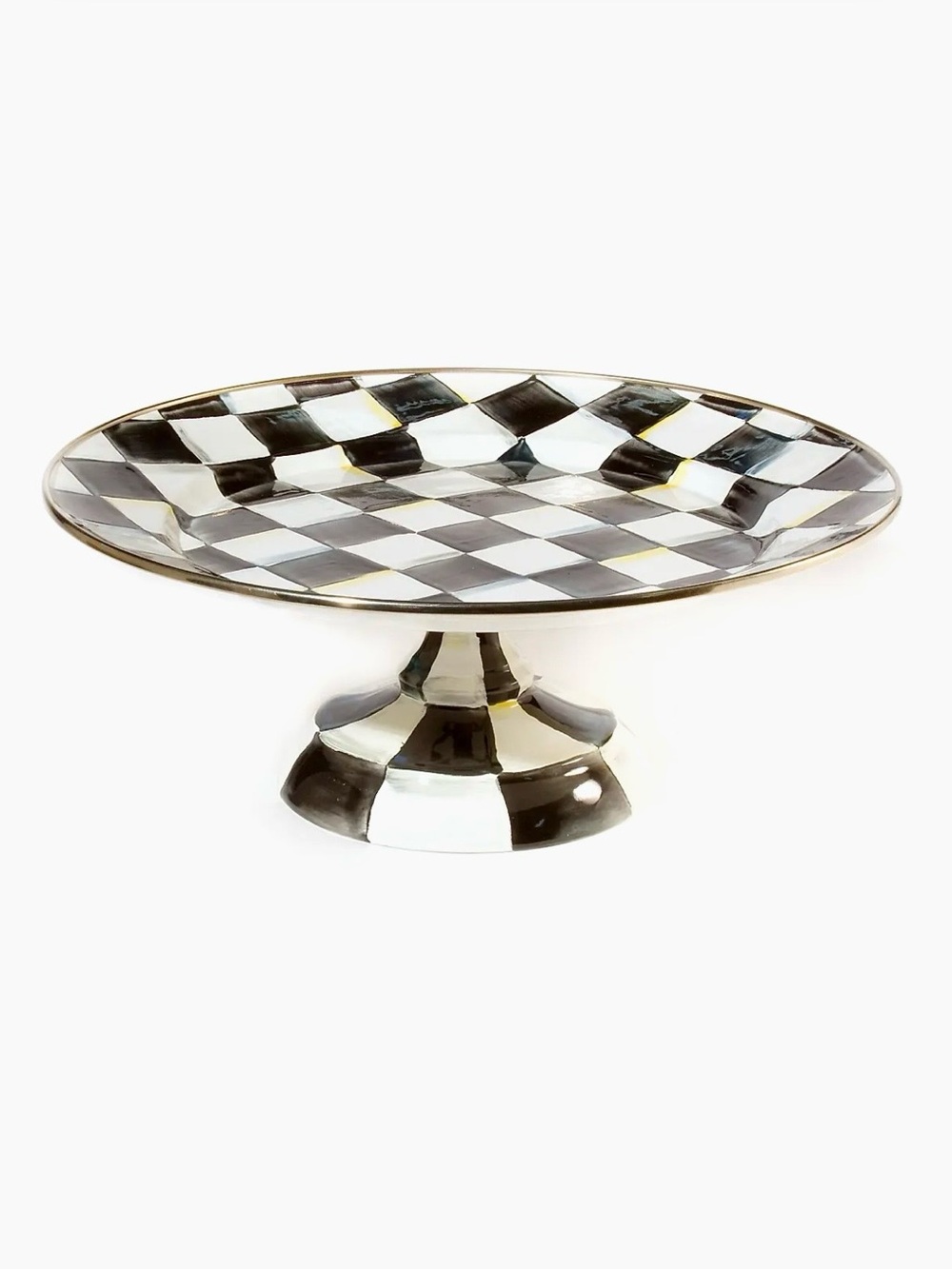 Brand New! Never Used! Mackenzie-Childs Courtly Check Large Pedestal Platter